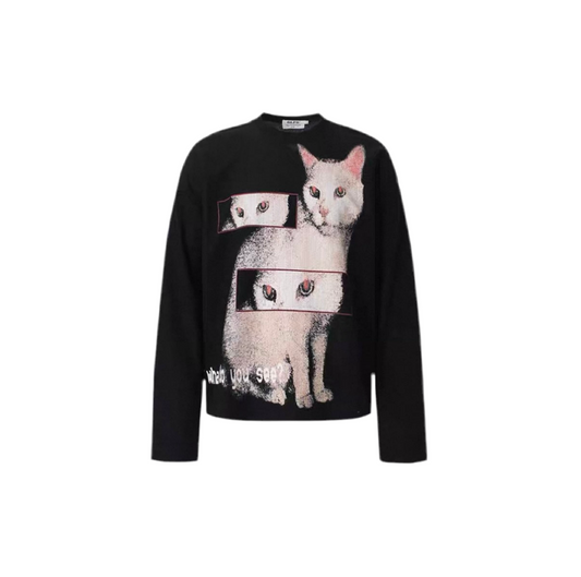 Retro Cat Vibes Oversized Crewneck