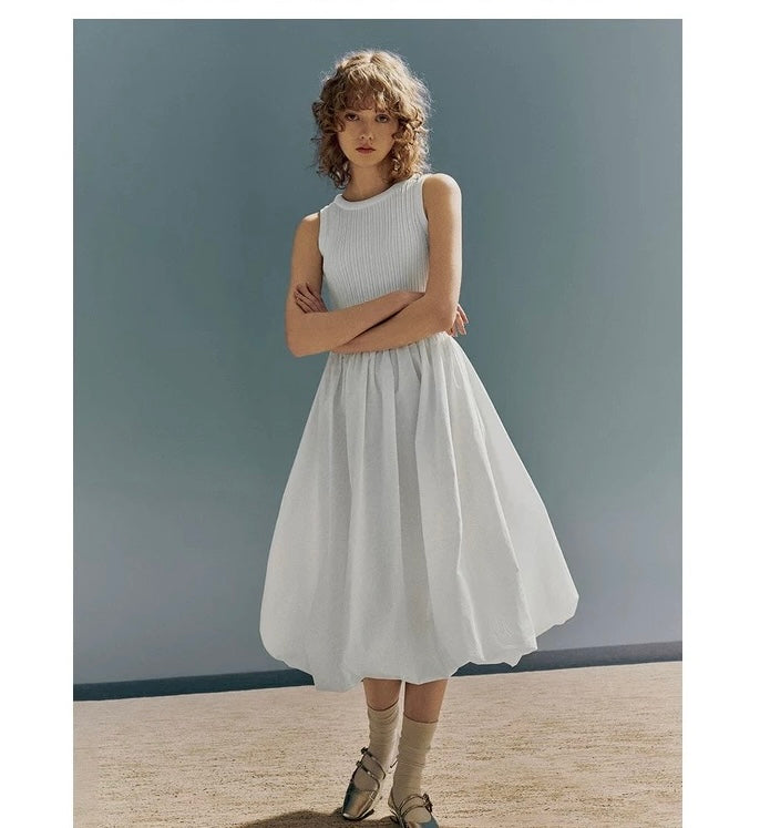 White Sleeveless Knit Maxi Dress