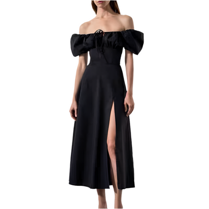 Elegant Bubble Sleeve Midi Dress