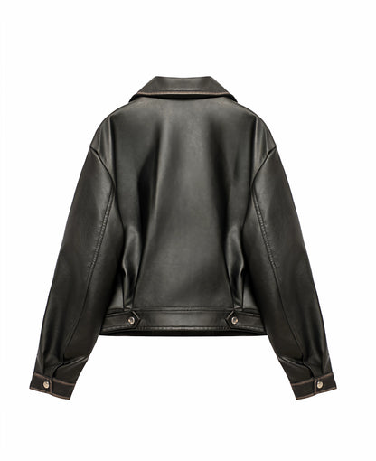 ChromeFade Cropped Leather Jacket