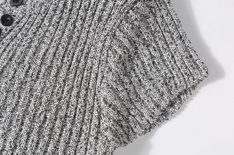 Chic Knitted Button Crop Top