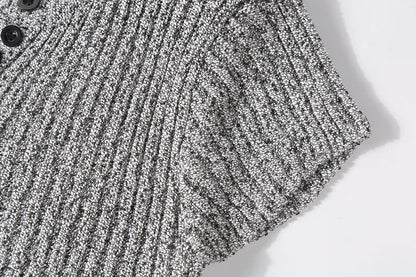 Chic Knitted Button Crop Top