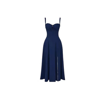Sexy Cinched Waist Slim Slit Midi Dress