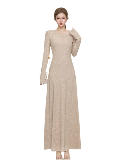 Elegant Knitted Long Sleeve Maxi dress