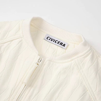Textured Cropped Jacket with Drawstrings