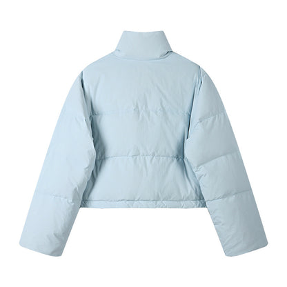 Cropped Puffer Jacket with Contrast Cuffs