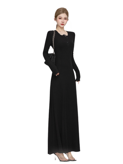 Elegant Knitted Long Sleeve Maxi dress