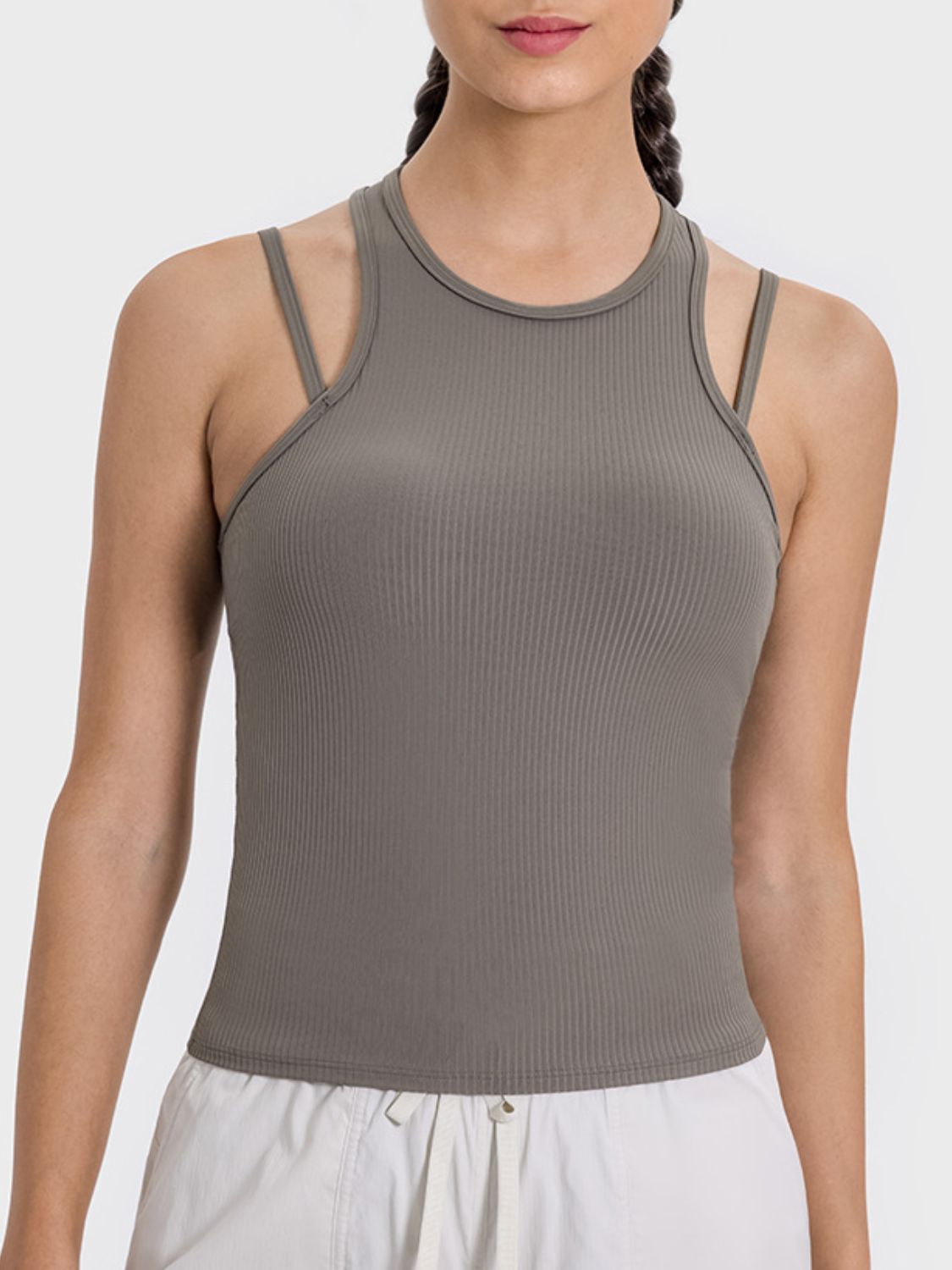 Cutout Round Neck Racerback Active Tank Trendsi