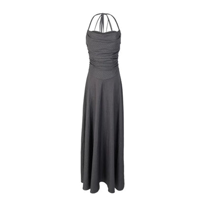 Charcoal Halter Skater A-line Dress