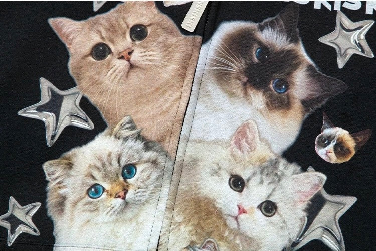 Starry Cat Parade Zipper Hoodie