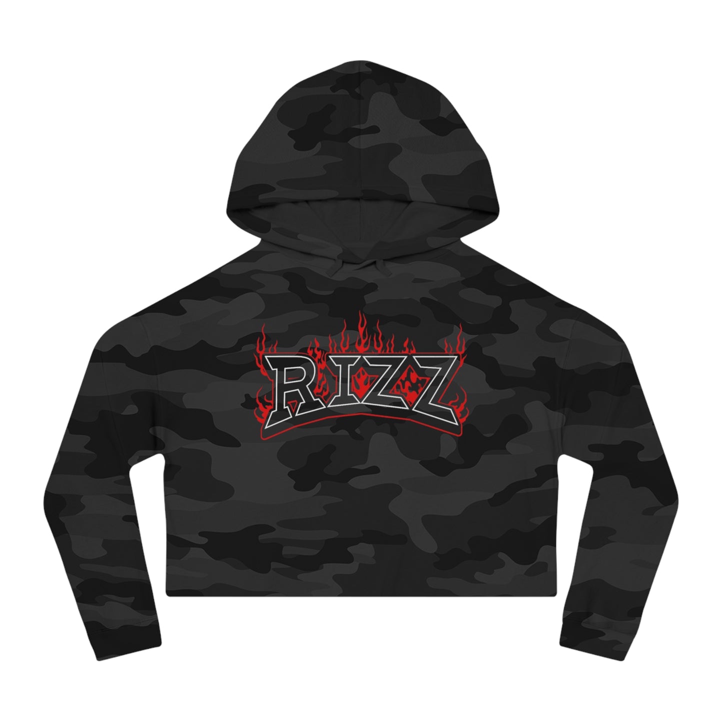 RIZZ Women's loose Cropped Hoodie – Trendy Flame Graphic Sweatshirt