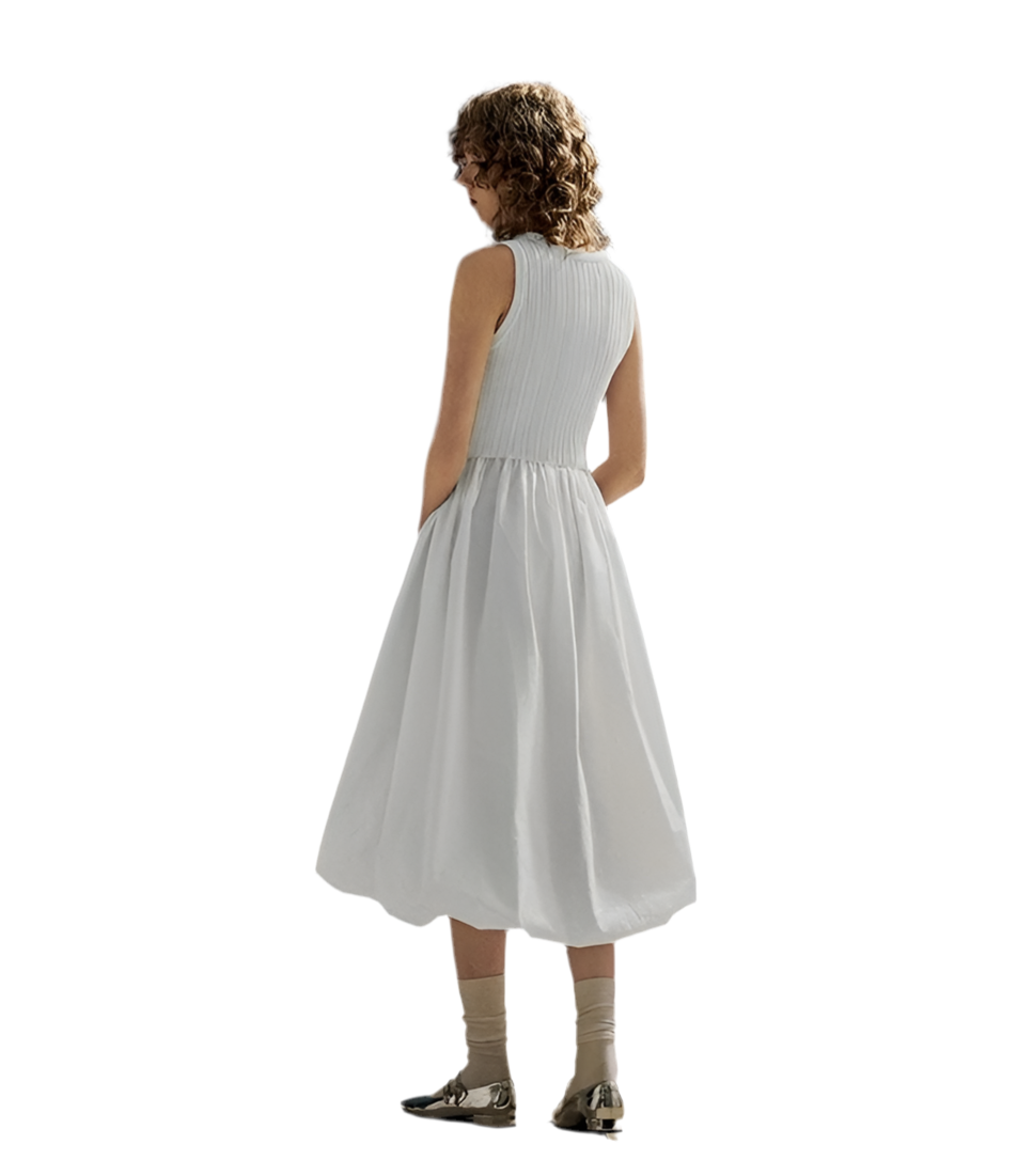White Sleeveless Knit Maxi Dress