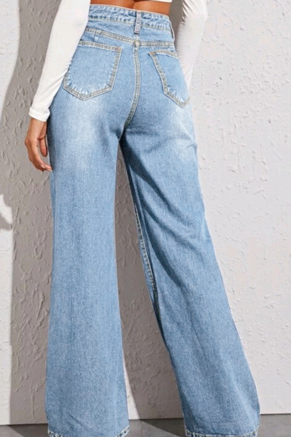 High Waist Wide Leg Jeans - blue yonderz