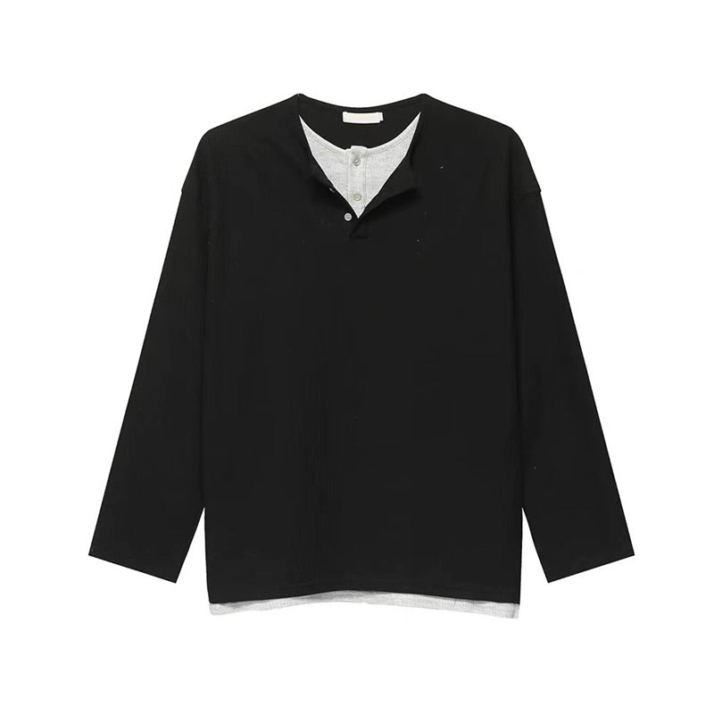 Layered Illusion Retro Henley Pullover
