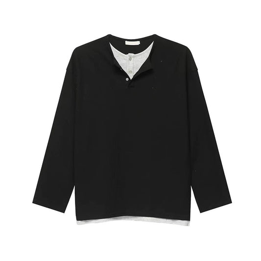 Layered Illusion Retro Henley Pullover