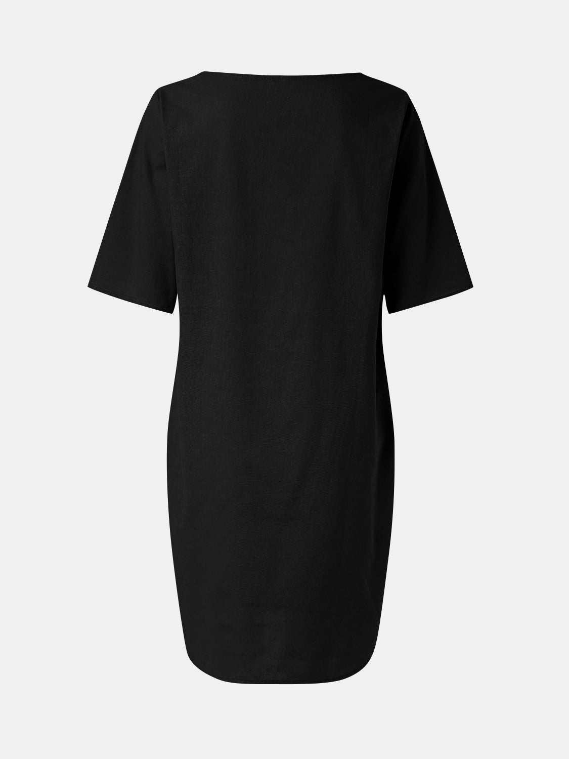 Full Size Round Neck Half Sleeve Dress with Pockets - bllue yonders