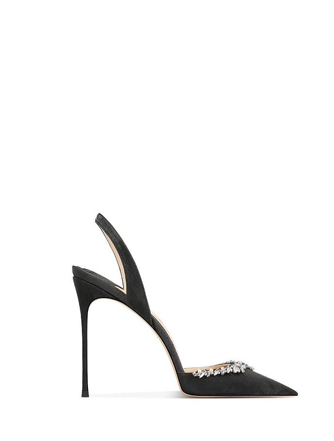 Elegant Crystal Satin Slingbacks