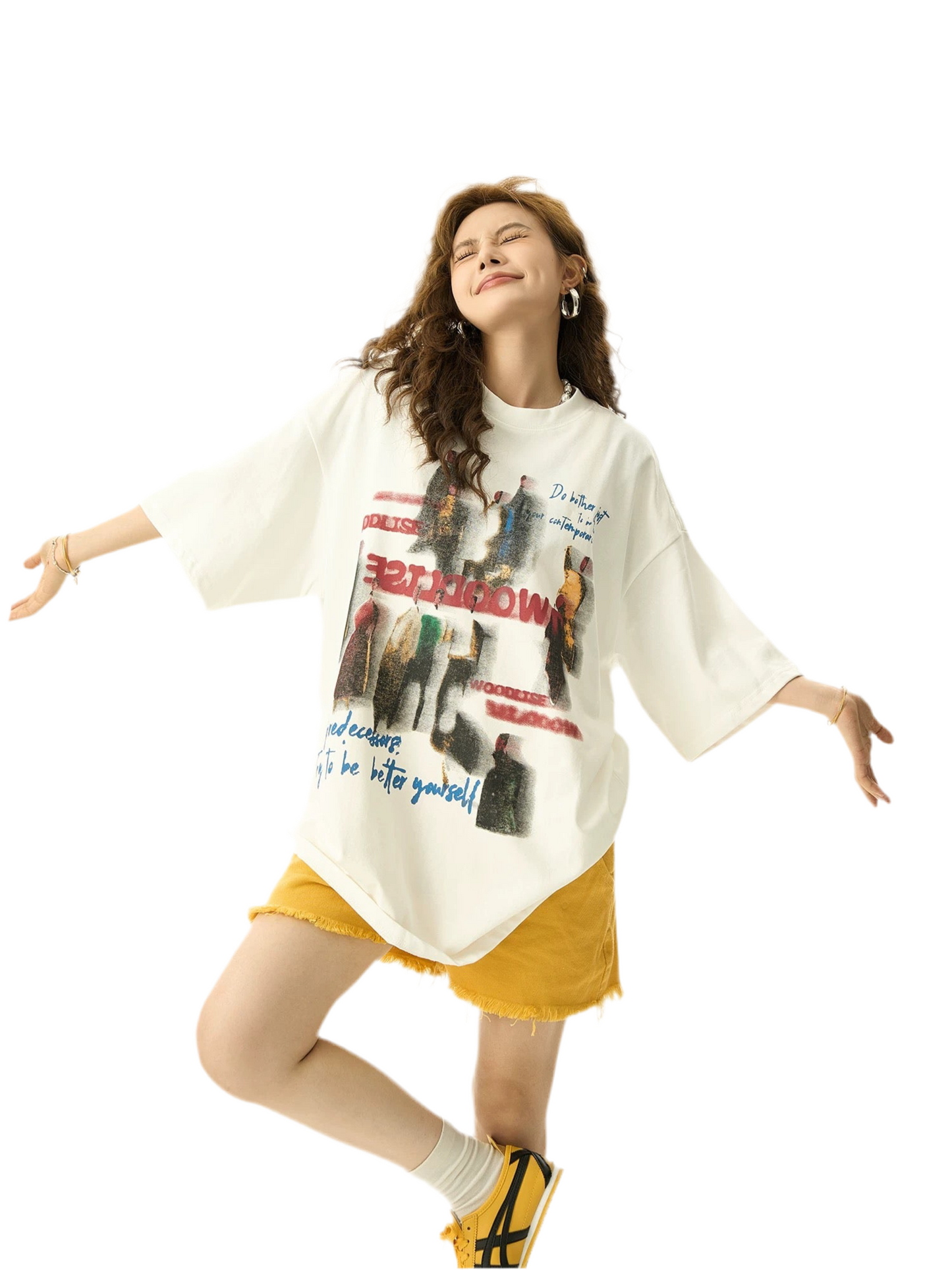 Playful Vintage Print Baggy T-Shirt