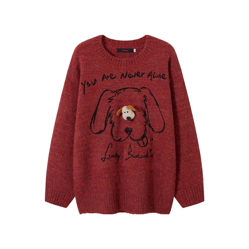 Cozy Puppy 3-D Loose Knit Sweater