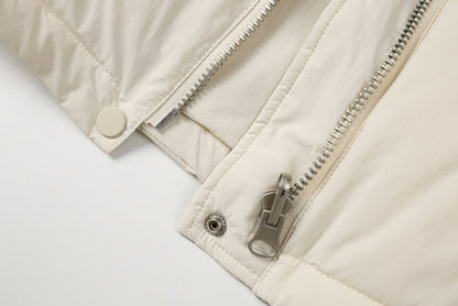 Cropped Puffer Jacket with Contrast Cuffs