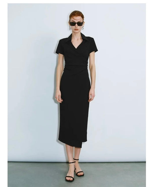 Waist-Defining Pleated Midi Dress