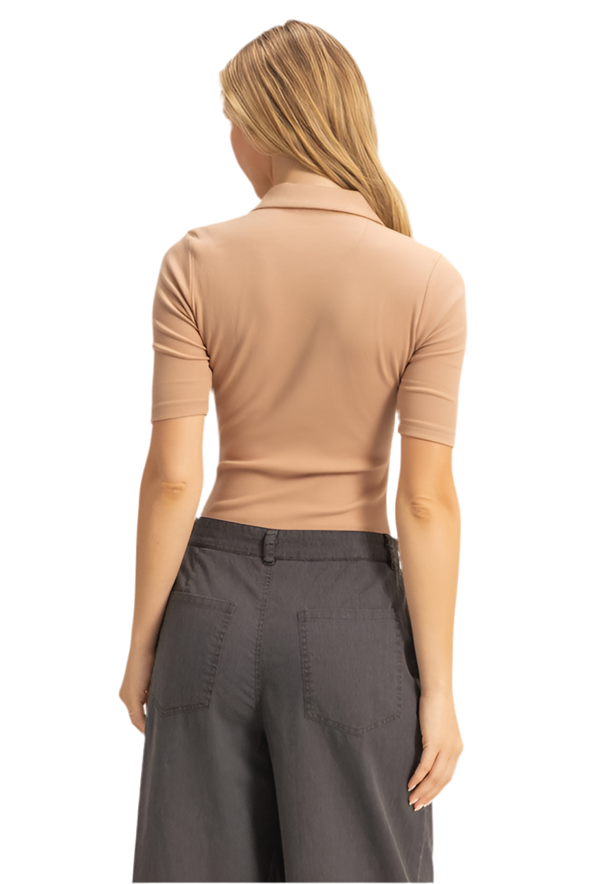 Chic Polo Short Sleeve Bodysuit