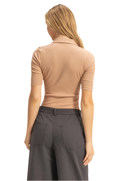 Chic Polo Short Sleeve Bodysuit