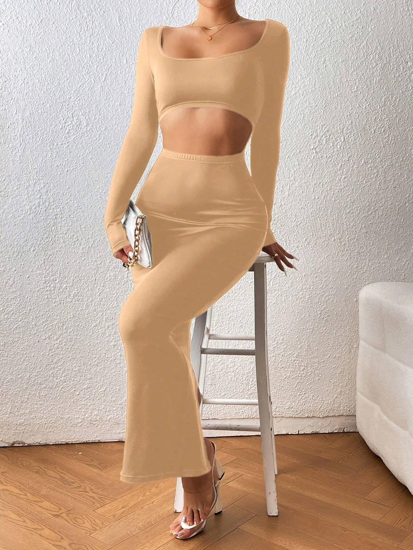 SHEIN Essnce Cut Out Front Bodycon Dress