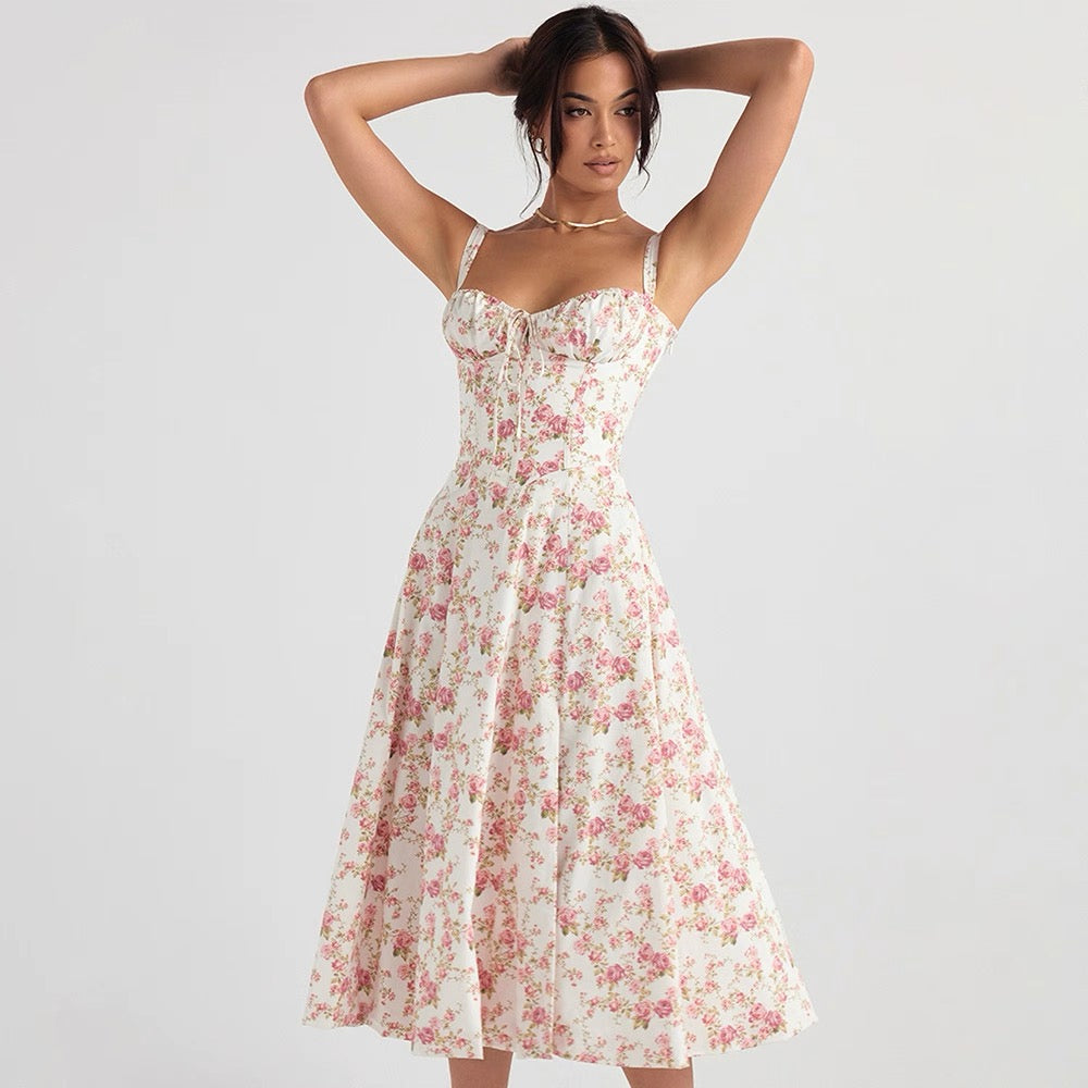 Sexy Cinched Waist Slim Slit Midi Dress