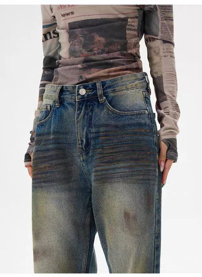 Retro Ripped Baggy Street Denim