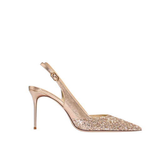 Dazzling Metallic Glitter Party Heels