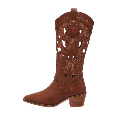 Rustic Cutout Western Cowboy Boots