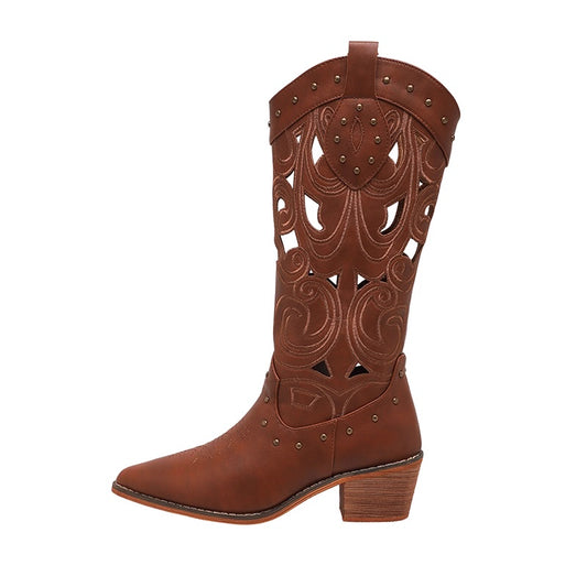Rustic Cutout Western Cowboy Boots