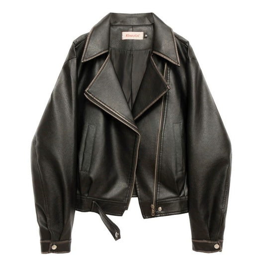 ChromeFade Cropped Leather Jacket