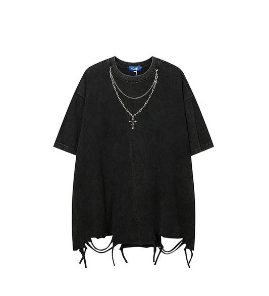 Oversized Streetwear Necklace Tshirt