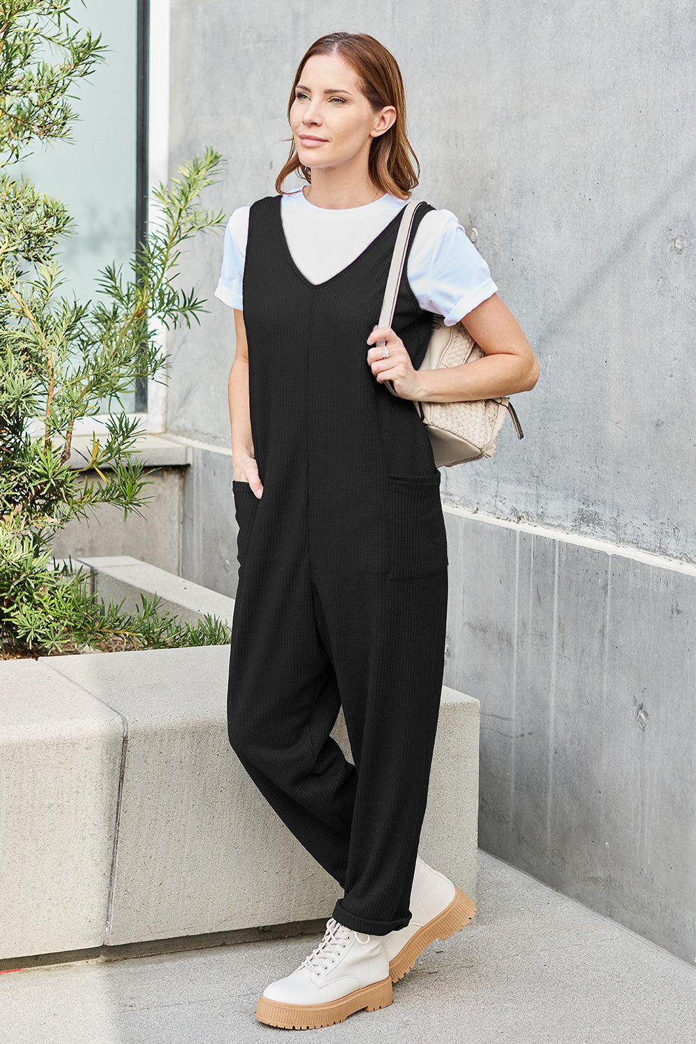 Double Take Full Size Sleeveless Straight Jumpsuit - bllue yonders