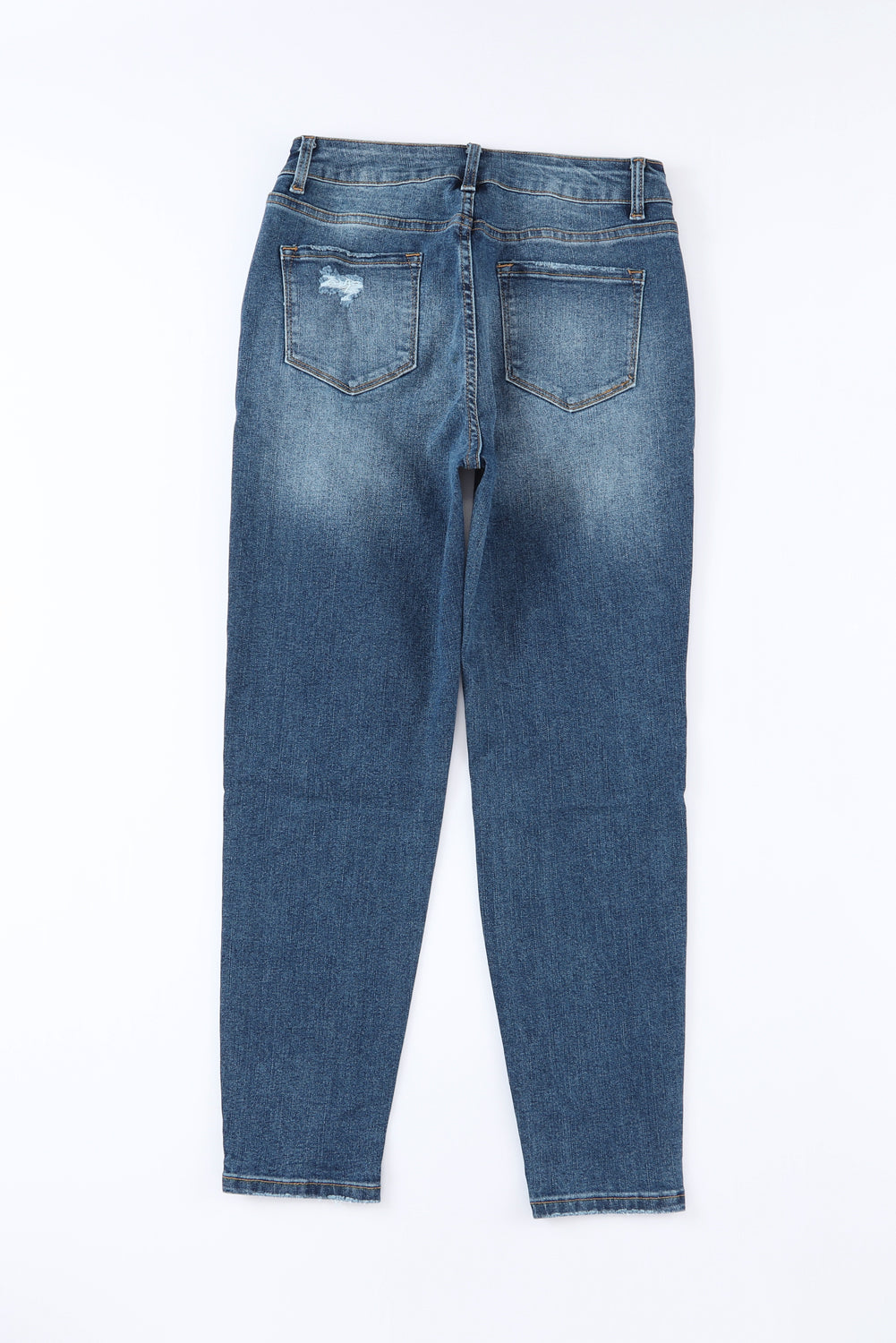 Button-Fly Distressed Jeans with Pockets Trendsi