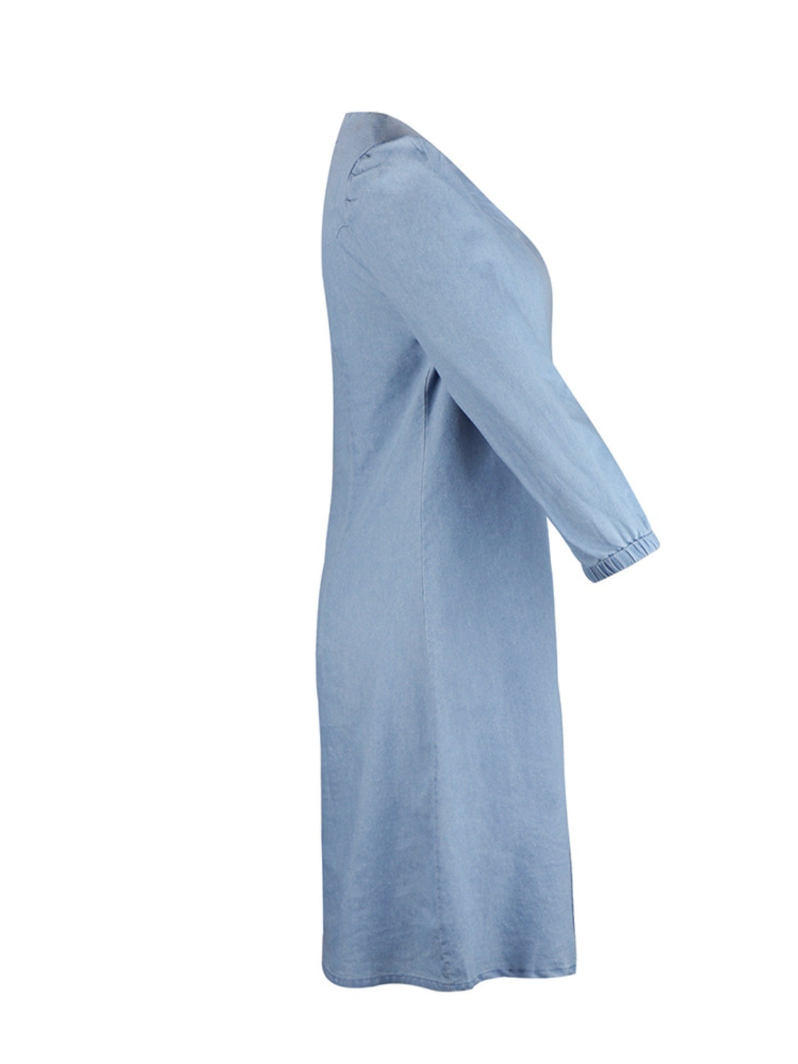 Full Size V-Neck Half Sleeve Dress - blue yonderz