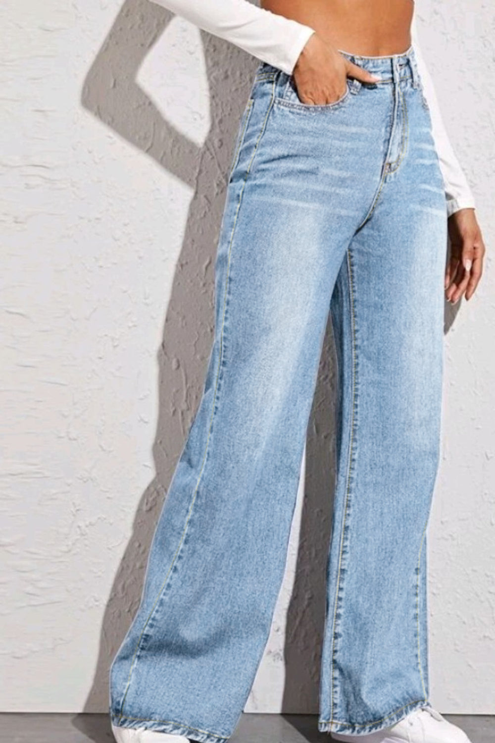 High Waist Wide Leg Jeans - blue yonderz