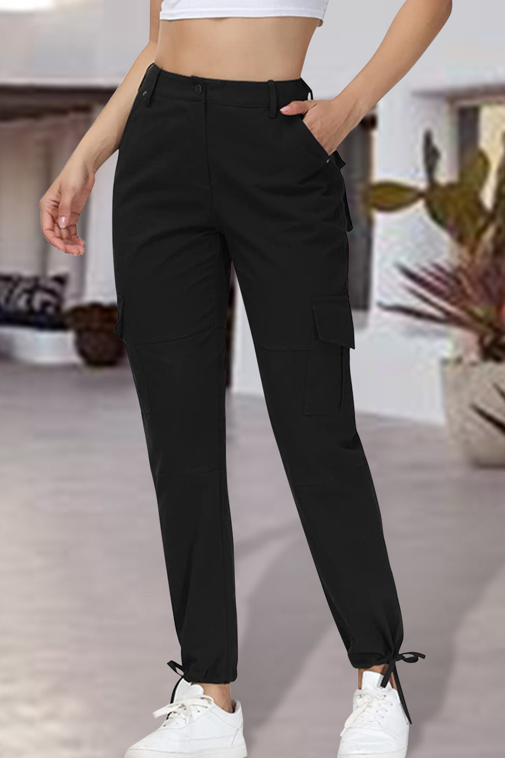 Full Size High Waist Pants with Pockets - blue yonderz