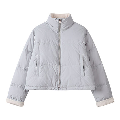 Cropped Puffer Jacket with Contrast Cuffs
