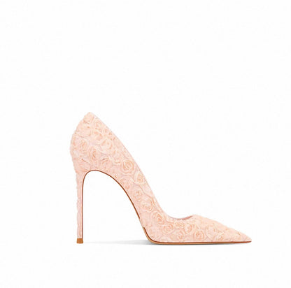 Rose Bloom Textured Stiletto Pumps