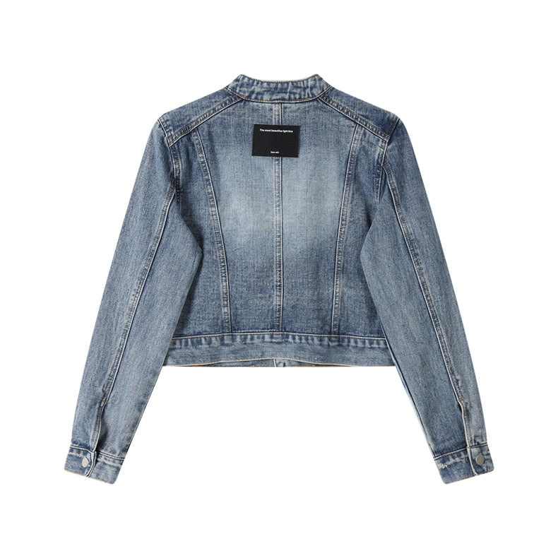 Retro Stand Collar Denim Jacket