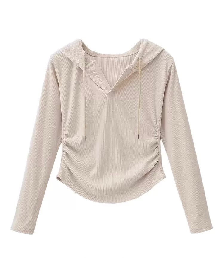 Women's Textured Hooded Pullover Top