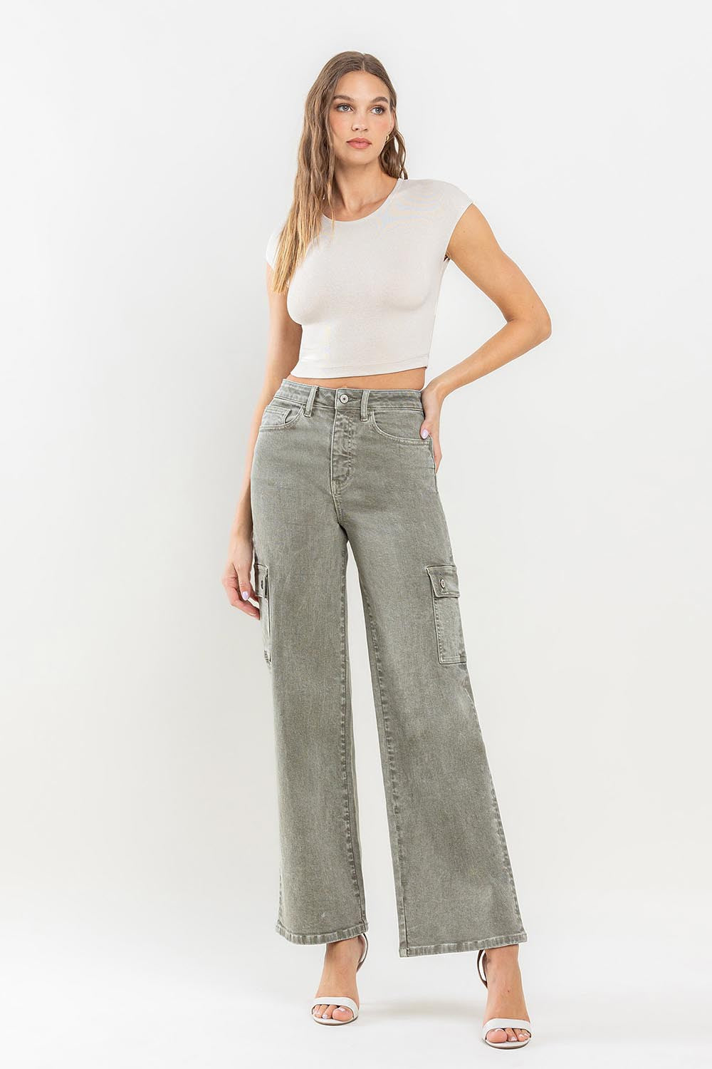 Vervet by Flying Monkey 90's Super High Rise Cargo Jeans - blue yonderz