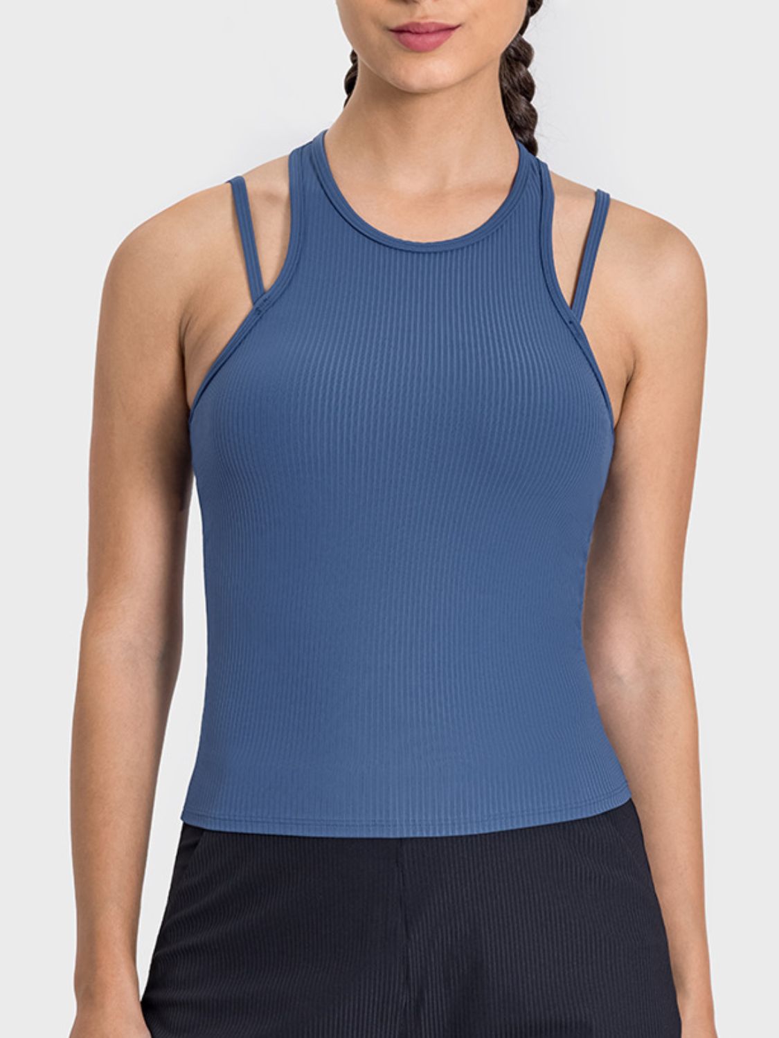 Cutout Round Neck Racerback Active Tank Trendsi