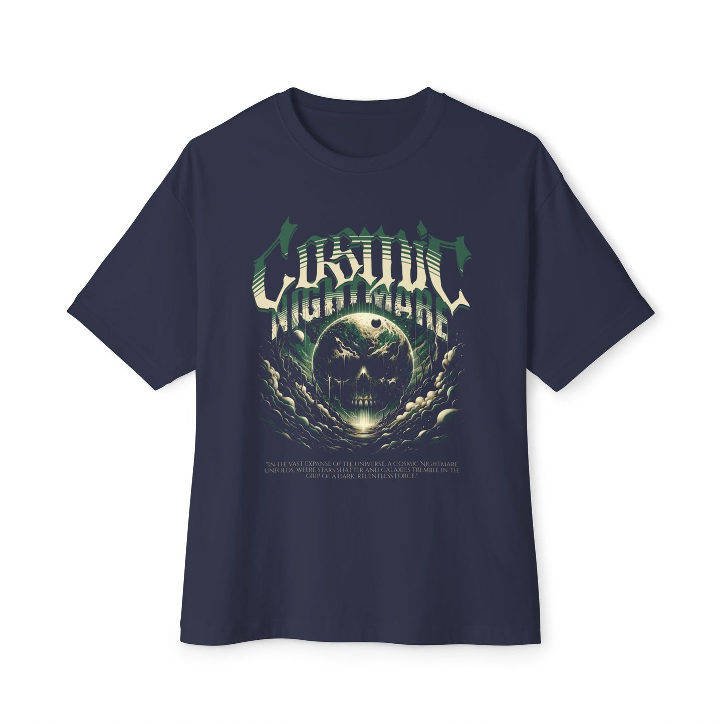 Cosmic Nightmare Graphic T-Shirt with Eerie Skull Design