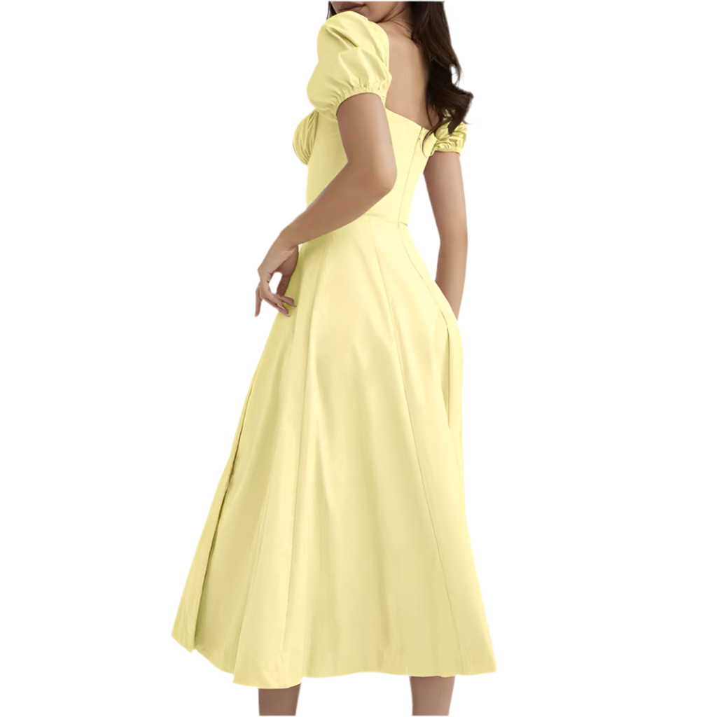 Elegant Bubble Sleeve Midi Dress