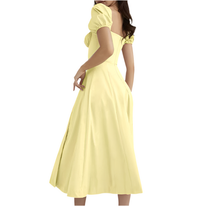 Elegant Bubble Sleeve Midi Dress