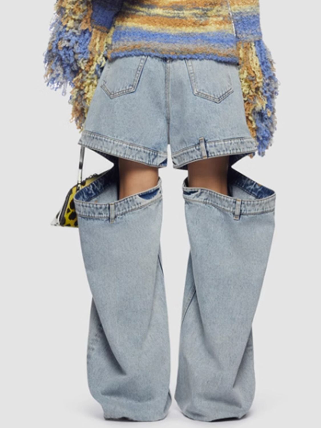 Cutout Wide Leg Jeans with Pockets - blue yonderz